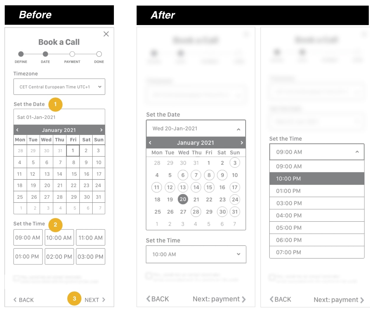 Picture of the changes made after usability testings