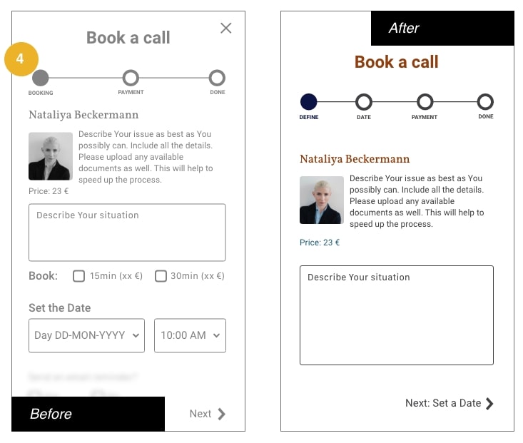 Changes in the booking process